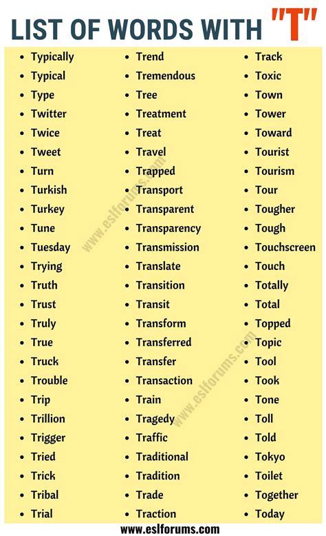 5 letter words that start with t|five letter words containing t.